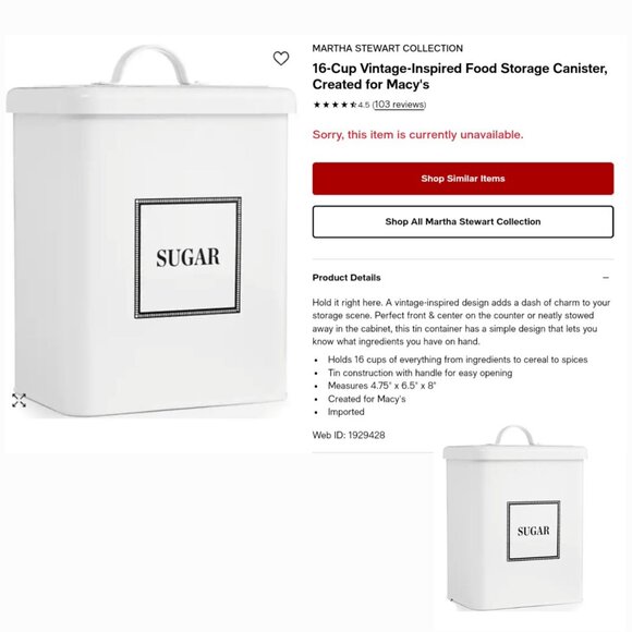 MARTHA STEWART WHITE ENAMEL CANISTER TWO PIECE SET - Picture 14 of 16